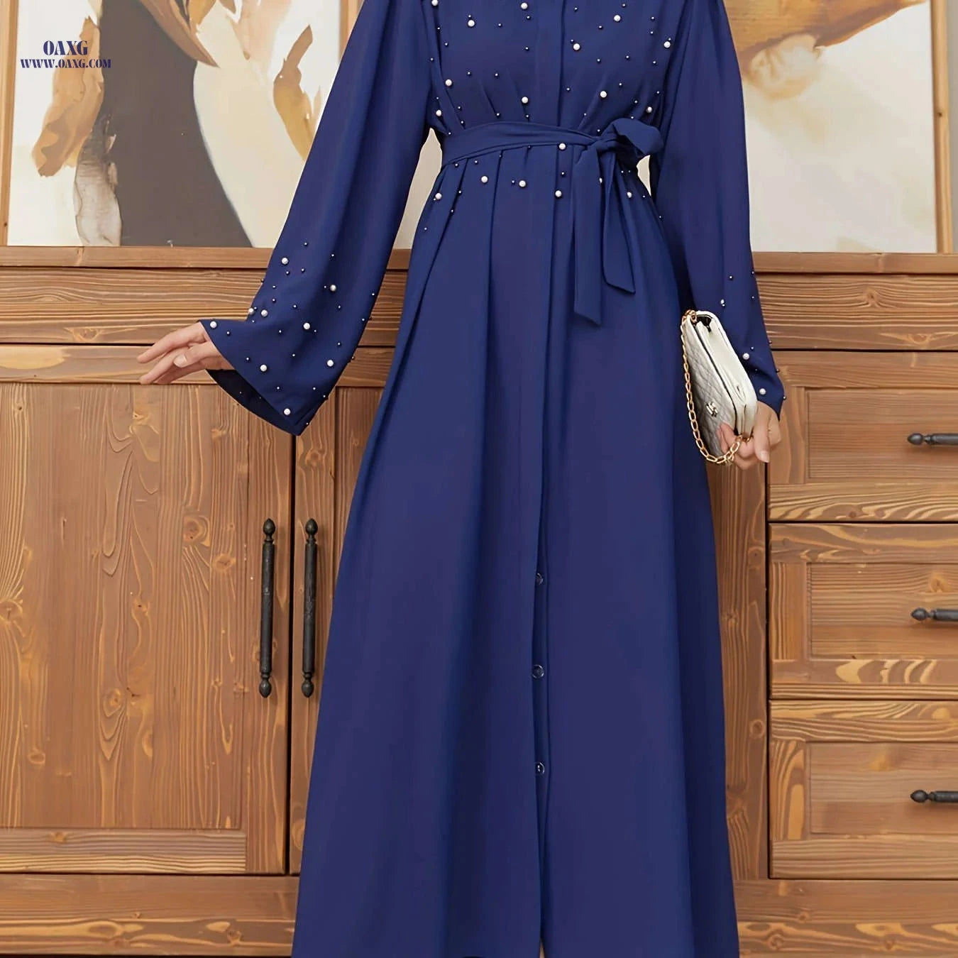Elegant Pearl Abayas for Middle Eastern Muslims - 100% Polyester Fabric   OAXG 