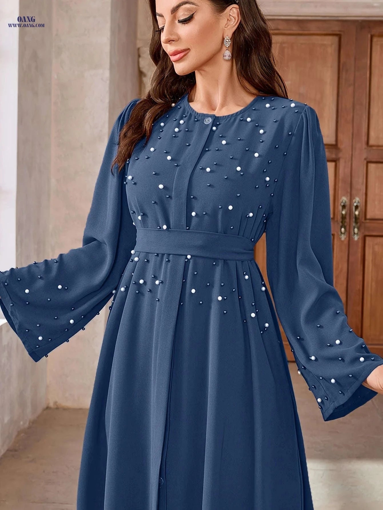 Elegant Pearl Abayas for Middle Eastern Muslims - 100% Polyester Fabric   OAXG 