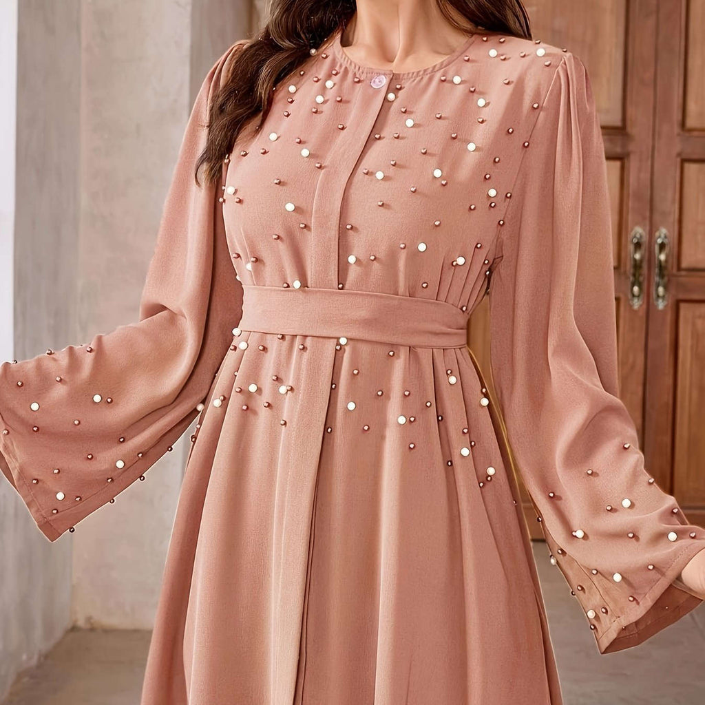 Elegant Pearl Abayas for Middle Eastern Muslims - 100% Polyester Fabric   OAXG 