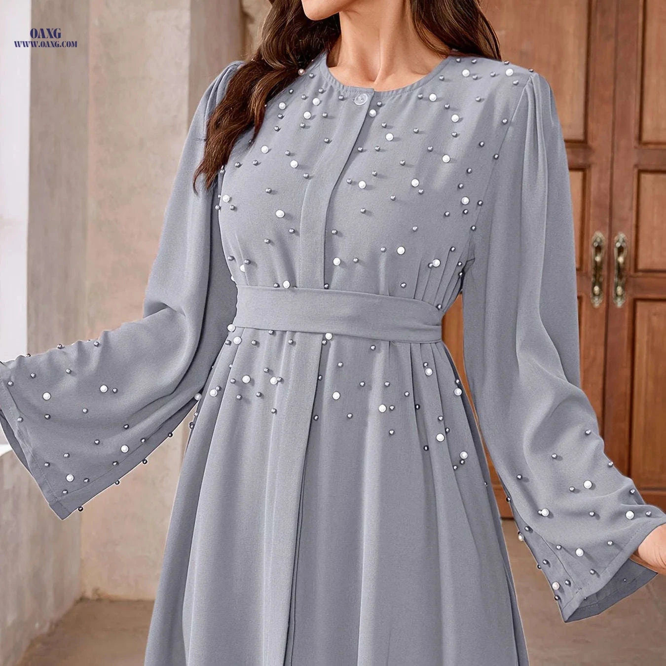 Elegant Pearl Abayas for Middle Eastern Muslims - 100% Polyester Fabric   OAXG 
