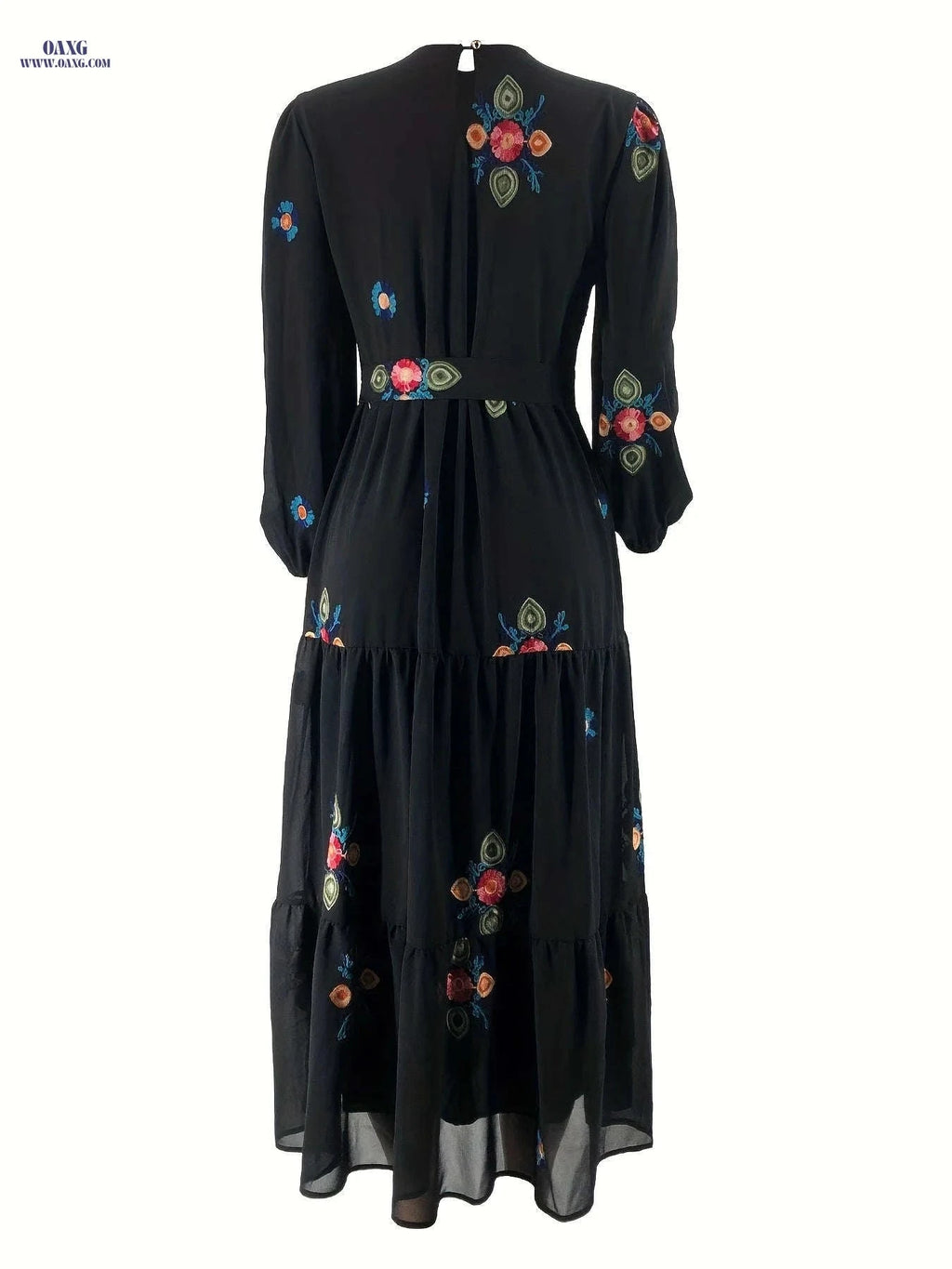 Elegant Pearl Chiffon Embroidered Dress for Middle Eastern Women   OAXG 