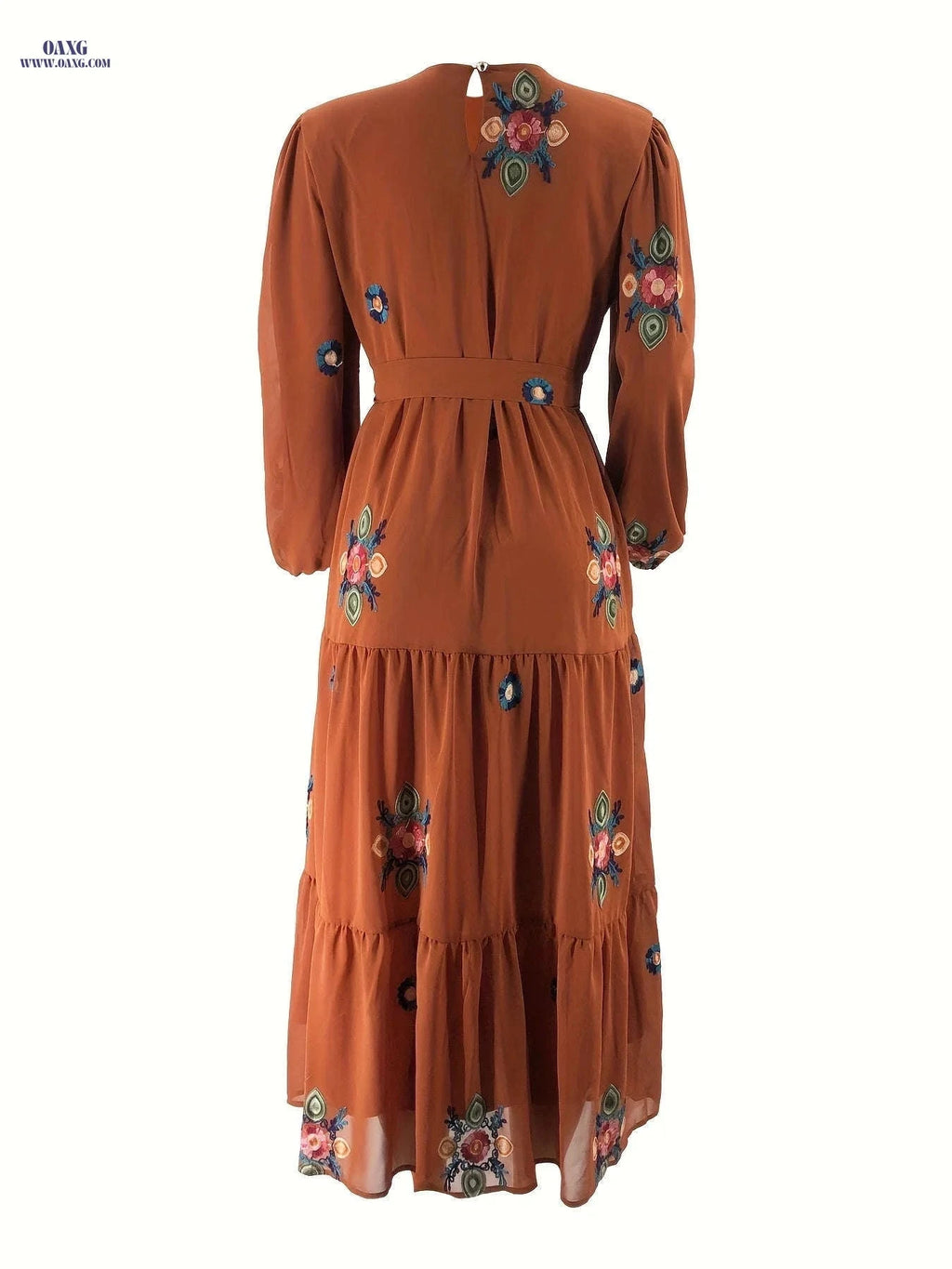 Elegant Pearl Chiffon Embroidered Dress for Middle Eastern Women   OAXG 