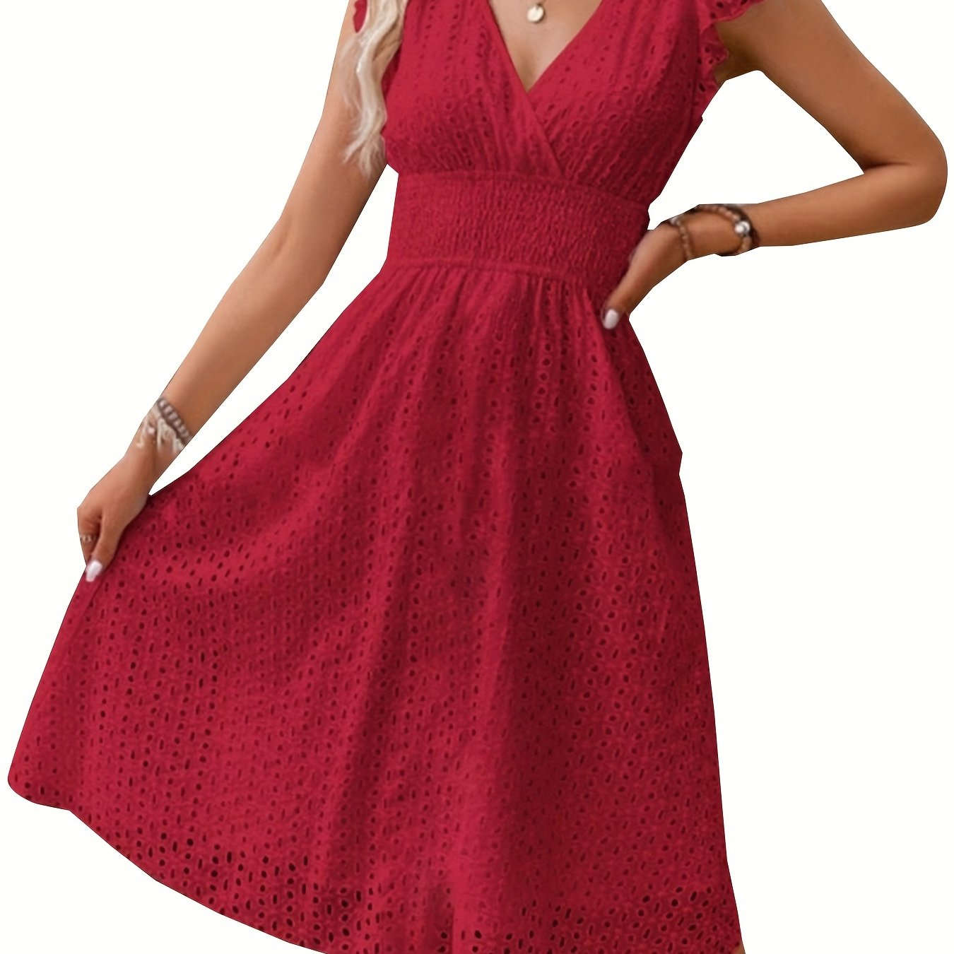 Elegant Pleated Waist Dress with Diagonal Collar - Perfect for Spring   OAXG 