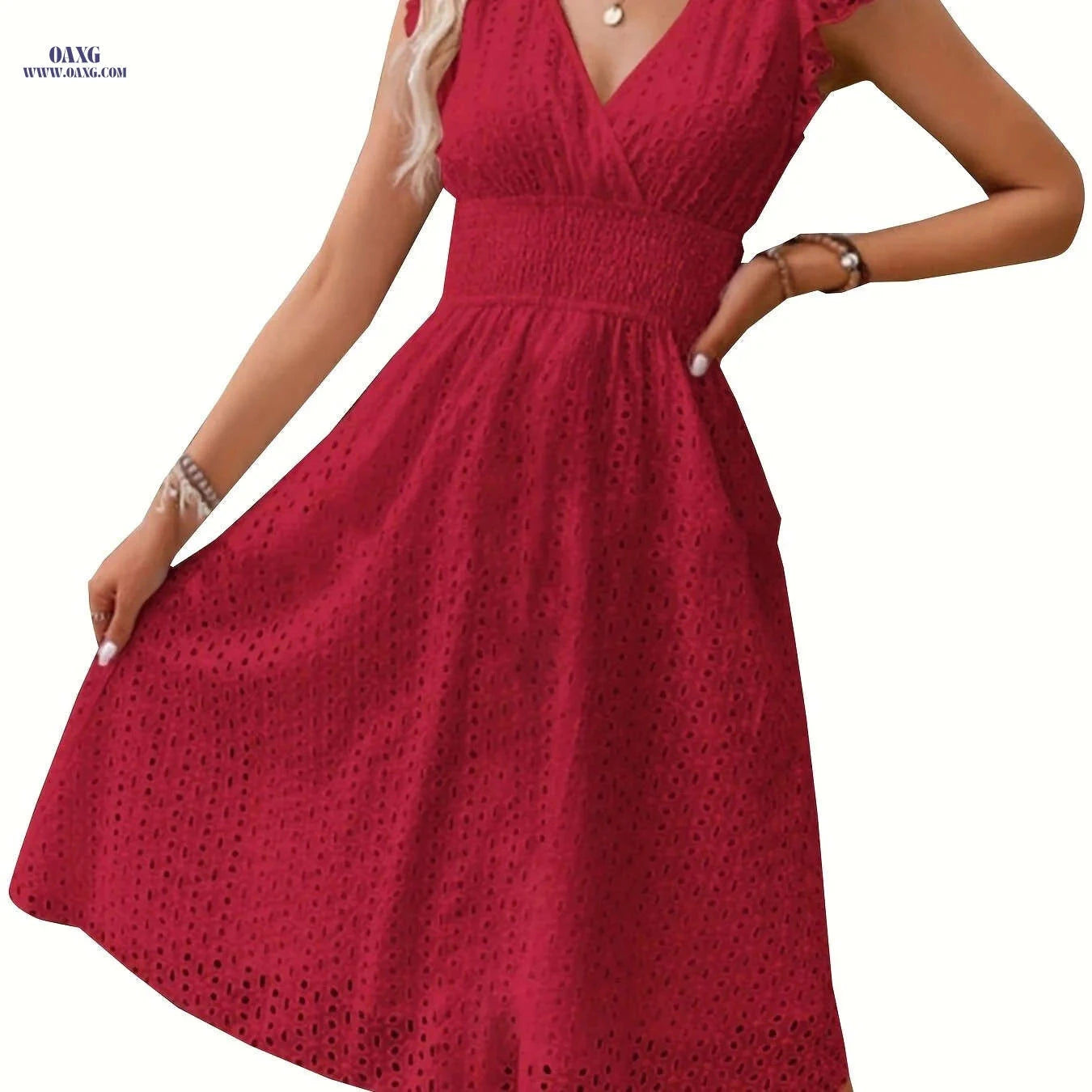 Elegant Pleated Waist Dress with Diagonal Collar - Perfect for Spring   OAXG White / S