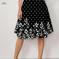 Elegant Polka Dot A-Line Skirt - Knee-Length, Machine Washable   OAXG Black / S