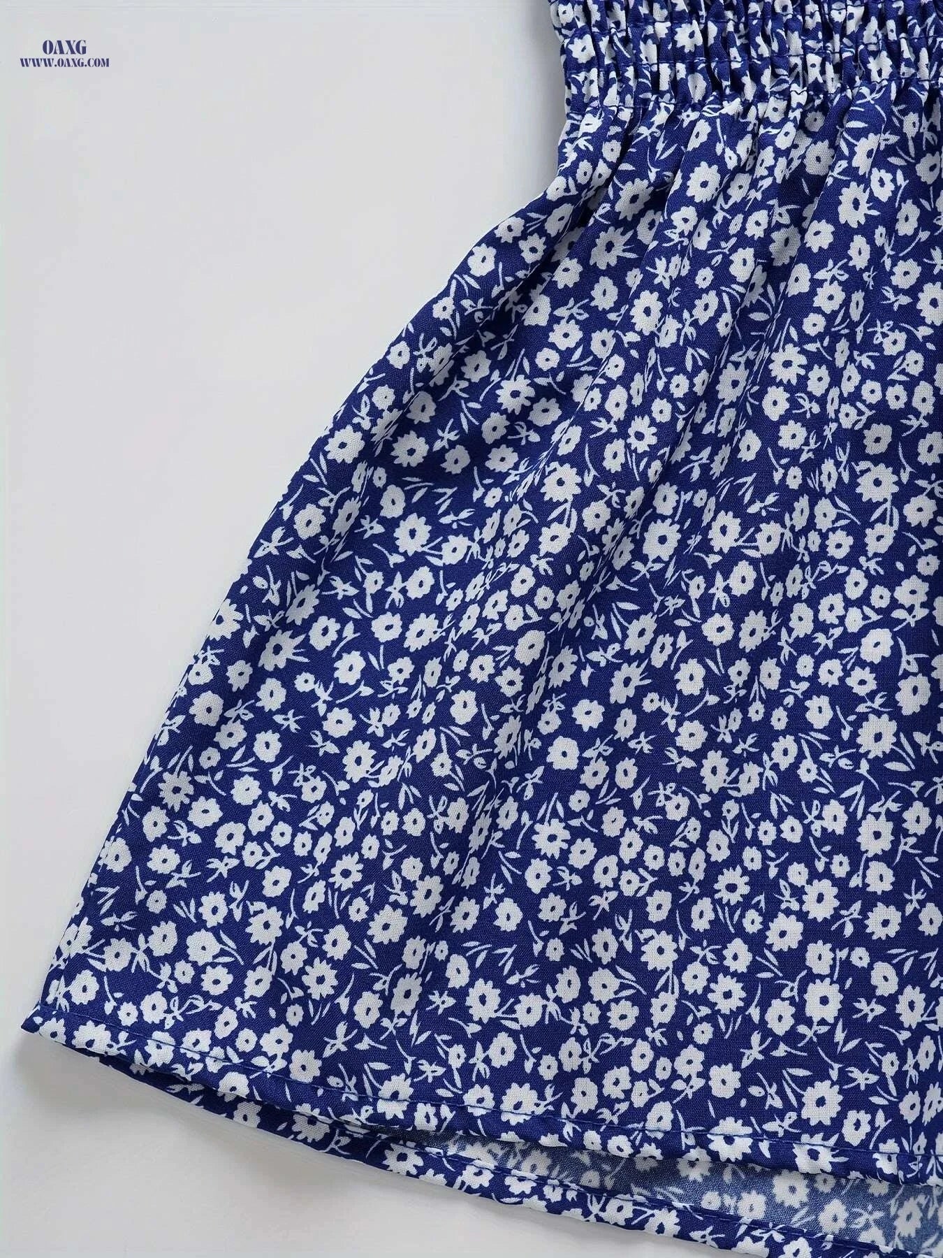 Elegant Polyester Shirred Waistband Skirt - Women's Floral Fashion   OAXG 