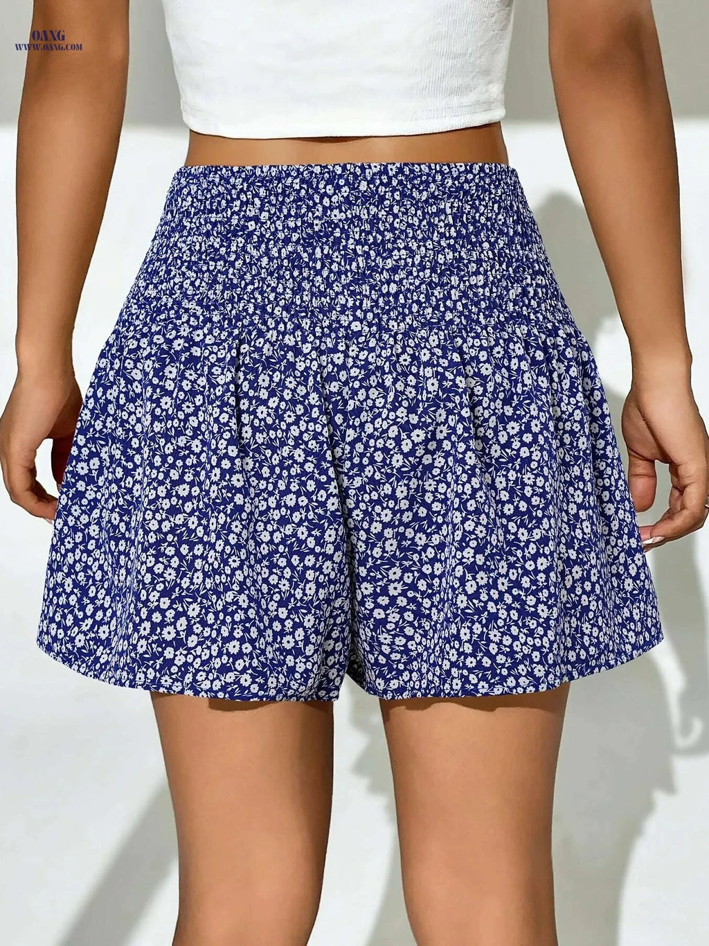 Elegant Polyester Shirred Waistband Skirt - Women's Floral Fashion   OAXG 