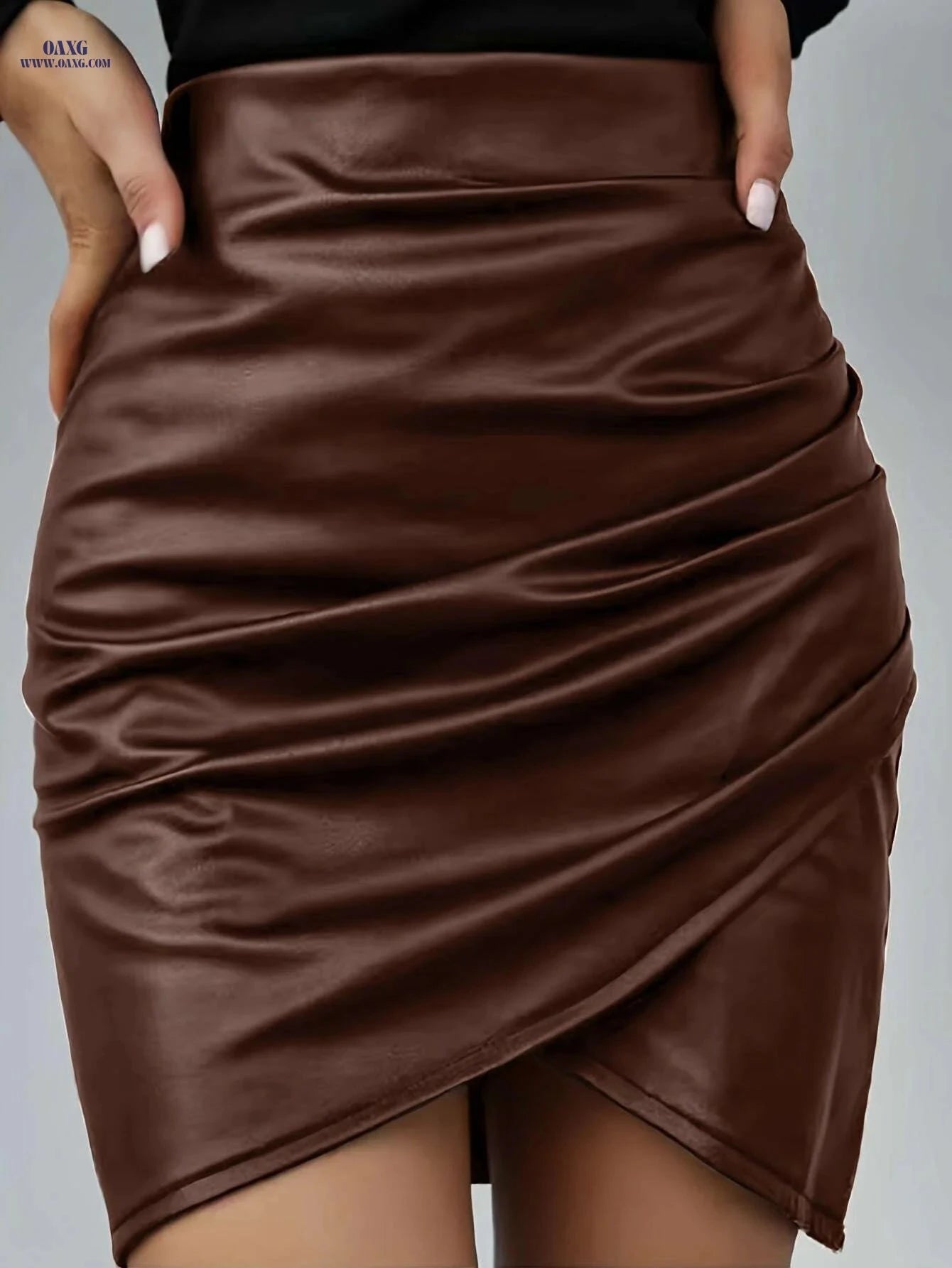 Elegant PU Leather Skirt - Fall/Winter Women's Half Skirt   OAXG 