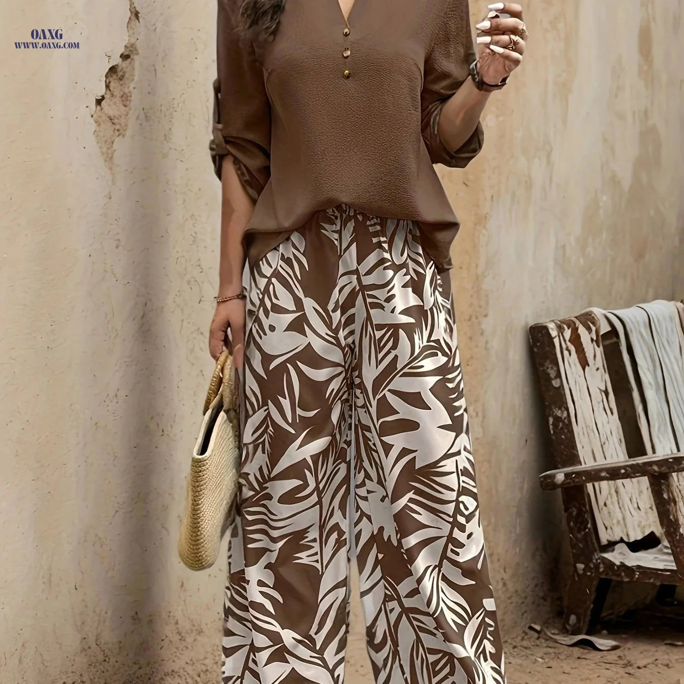 Elegant Pullover Long Sleeve Top & Pants Set - Spring-Summer Fashion   OAXG 