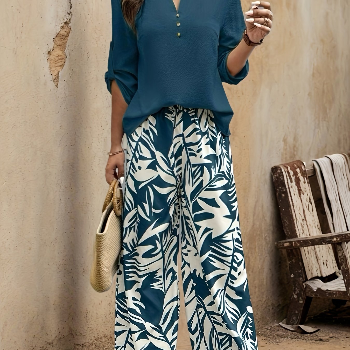 Elegant Pullover Long Sleeve Top & Pants Set - Spring-Summer Fashion   OAXG 