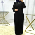 Elegant Ramadan Pleated Maxi Dress - Women's Long Sleeve Modest Dress   OAXG 