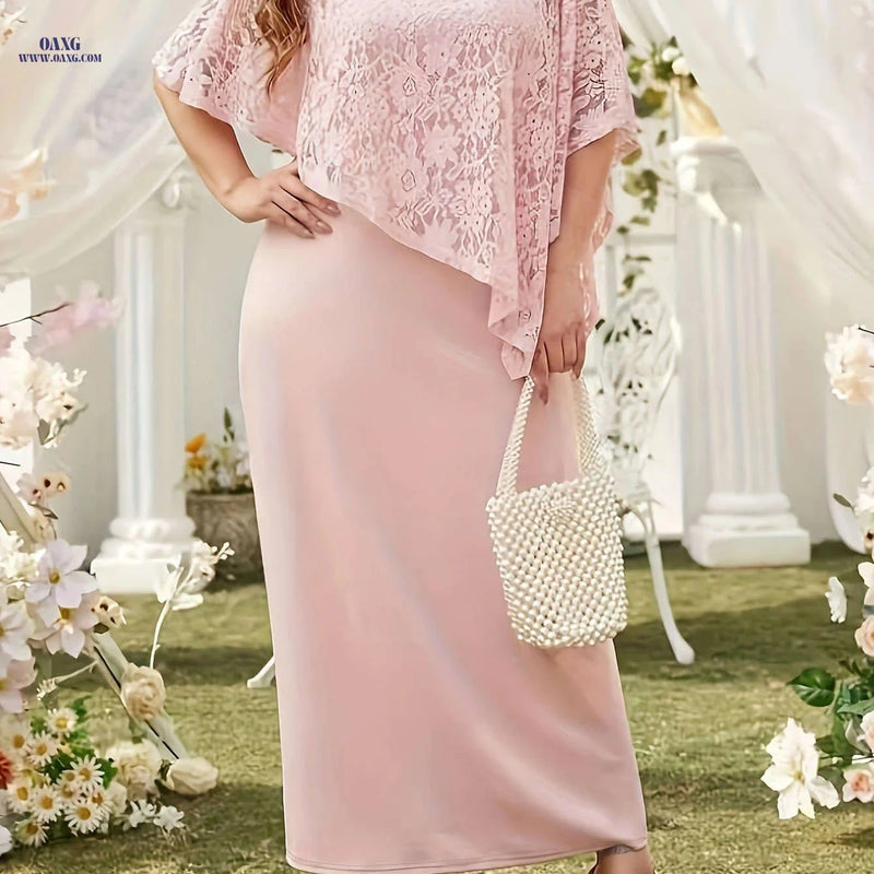 Elegant Round Neck Short Sleeve A-Line Dress - Perfect for Work & Casual   OAXG 