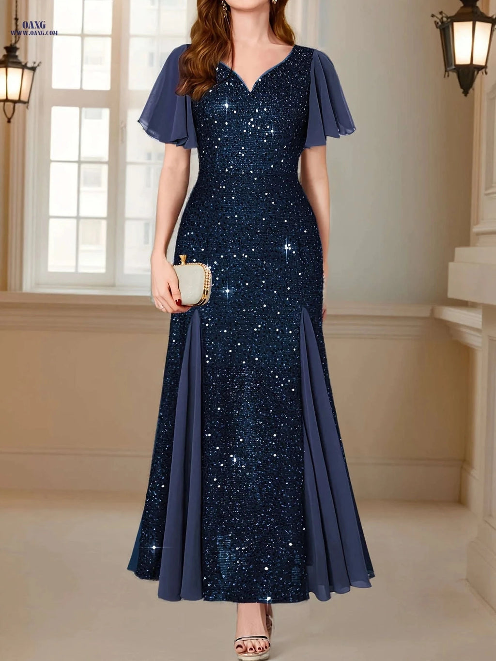 Elegant Sequin Lace Sweetheart Maxi Dress - Perfect for Formal Events   OAXG 