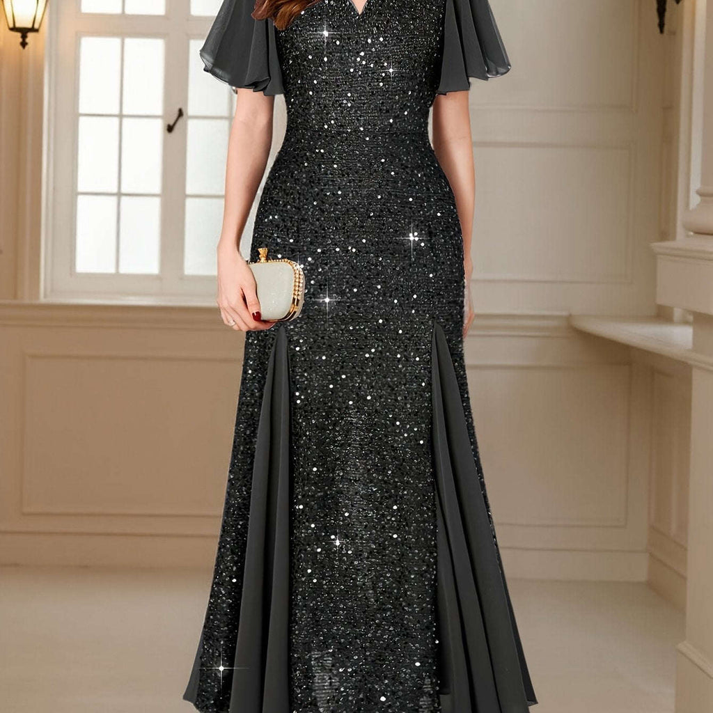 Elegant Sequin Lace Sweetheart Maxi Dress - Perfect for Formal Events   OAXG 