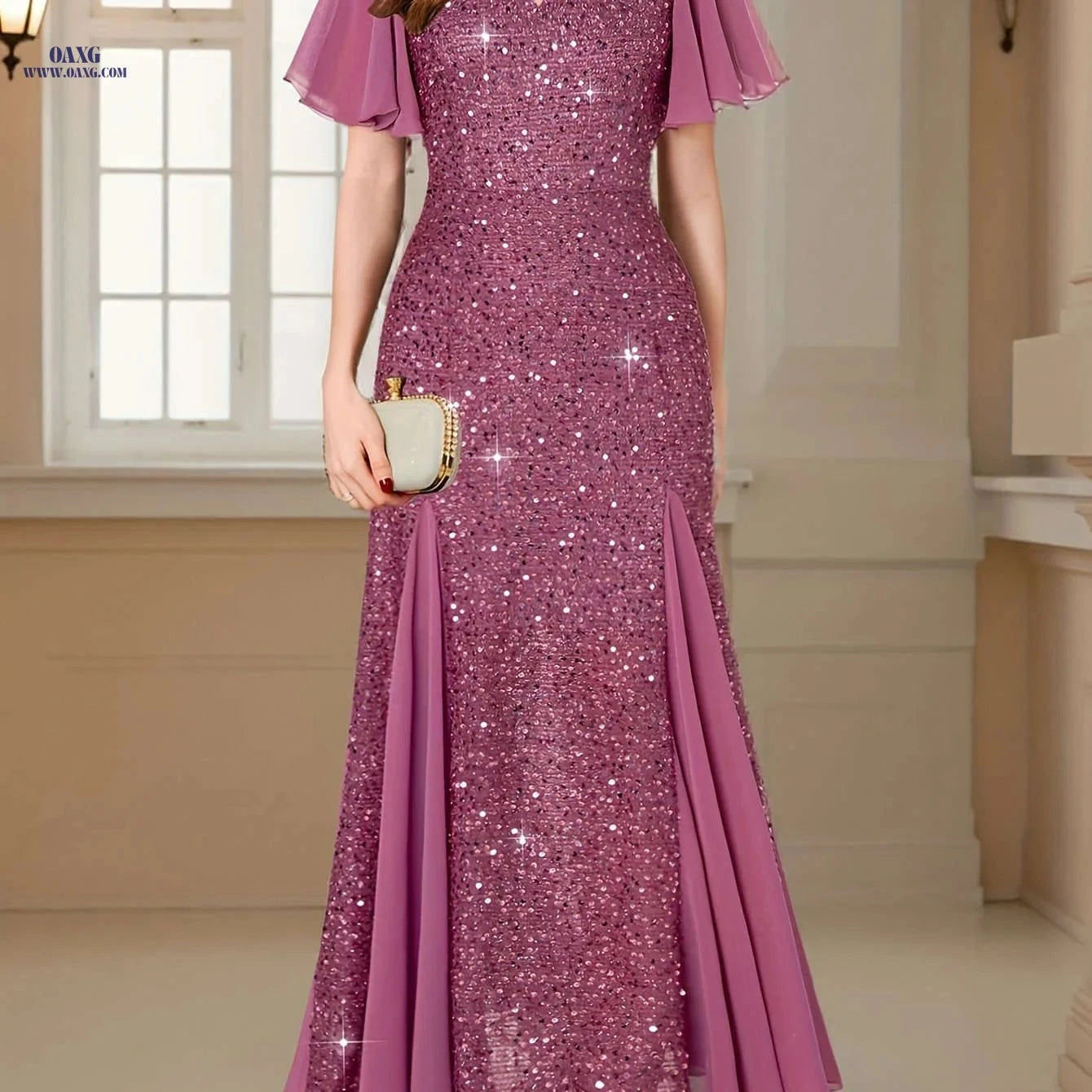 Elegant Sequin Lace Sweetheart Maxi Dress - Perfect for Formal Events   OAXG 