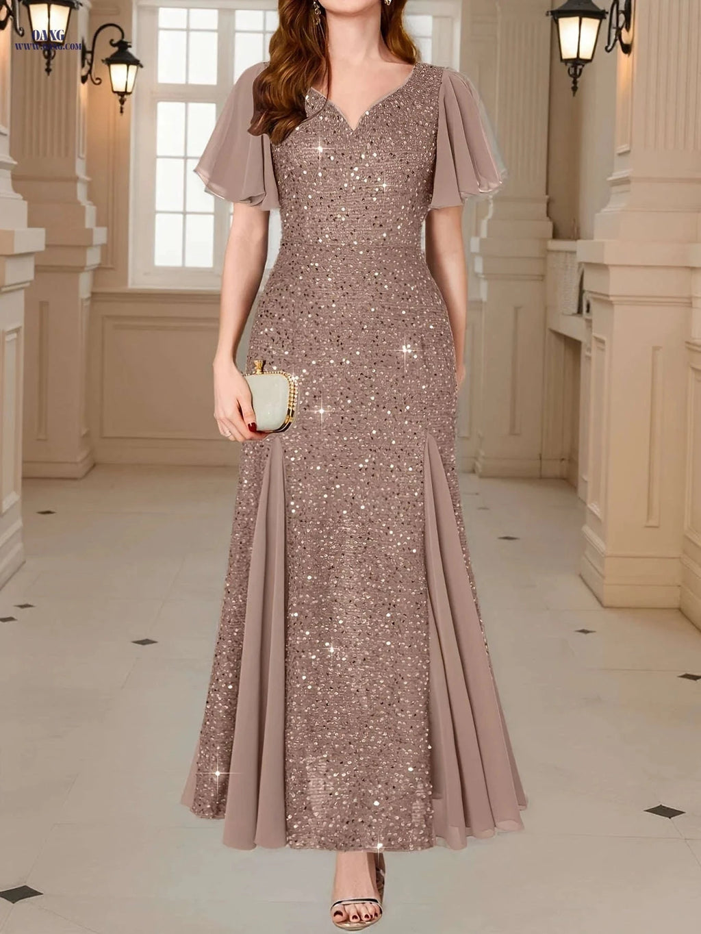 Elegant Sequin Lace Sweetheart Maxi Dress - Perfect for Formal Events   OAXG 