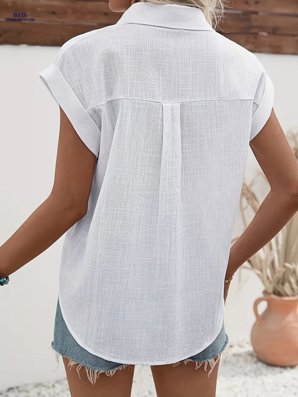 Sleeveless Blouse Top for Women   OAXG White / S