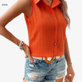 Elegant Sleeveless Button Front Shirt - Chic Summer Women's Top   OAXG Tangerine-red / S