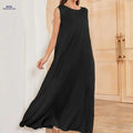 Elegant Sleeveless Polyester Abaya Dress - Long Length for All Seasons   OAXG Black / S