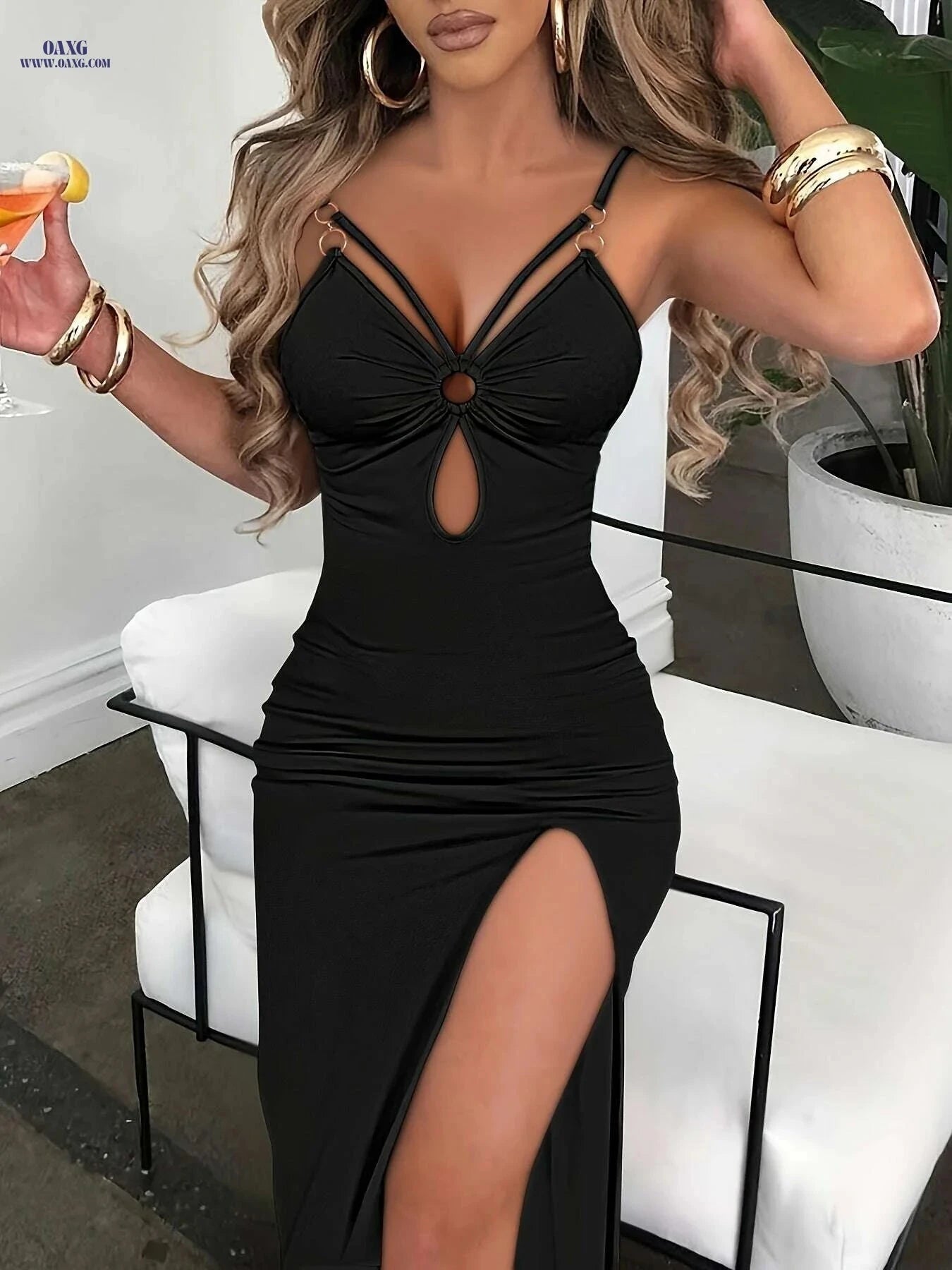 Elegant Sleeveless Ruched Dress - Spring/Summer Bodycon Style   OAXG Black / S