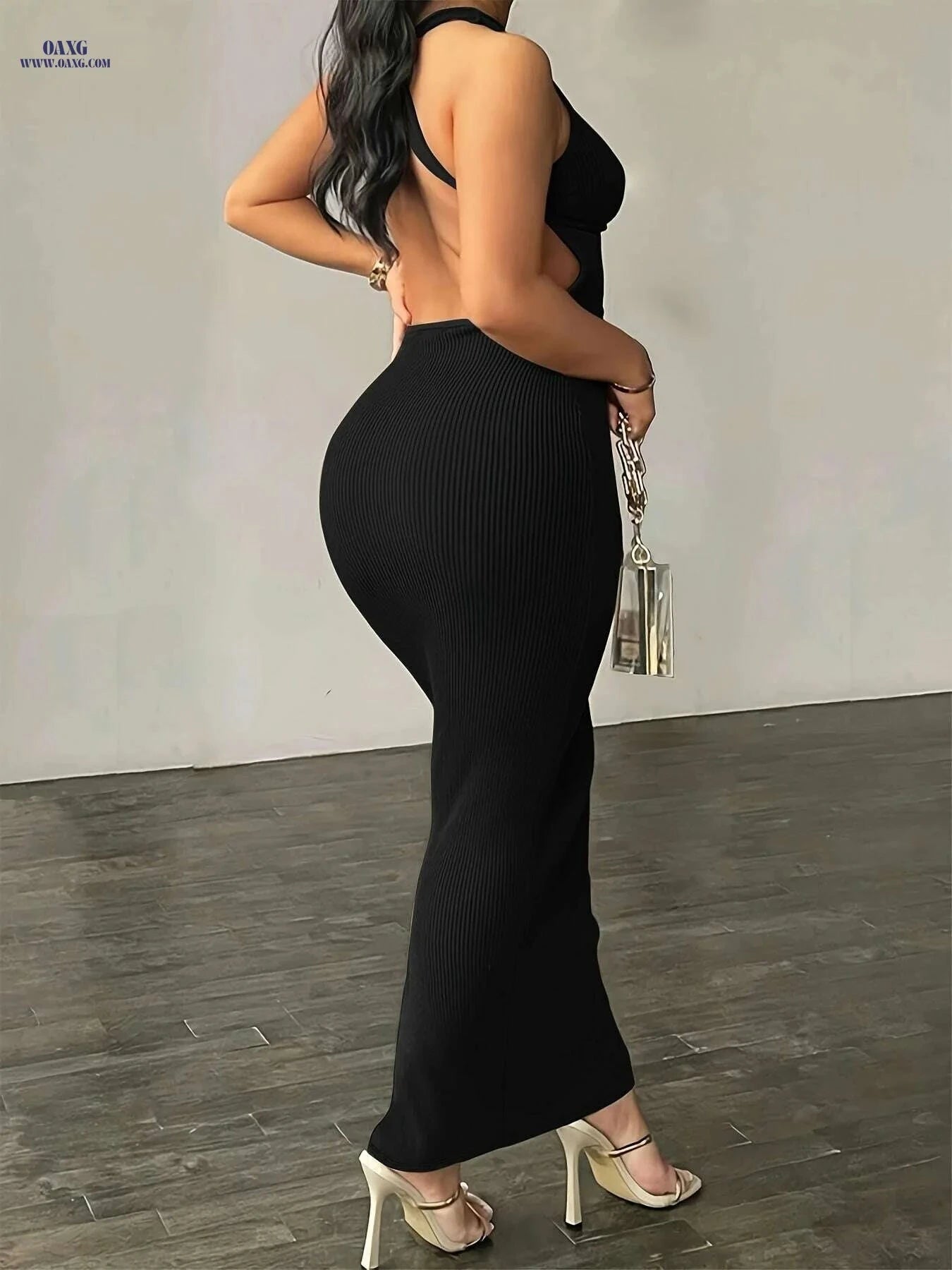 Elegant Sleeveless Solid Dress - Ribbed Bodycon for Stylish Women   OAXG Dark Brown / S