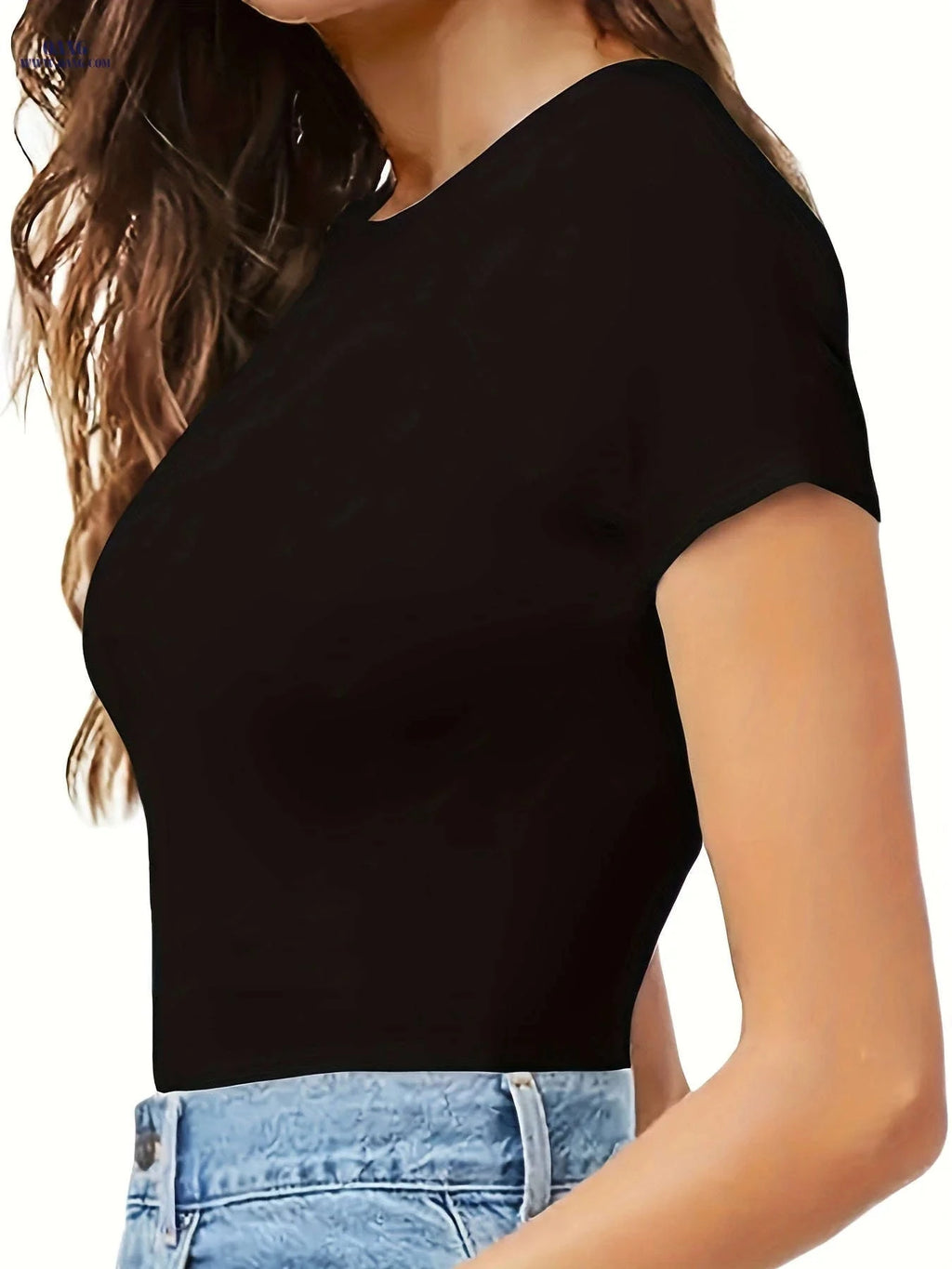 Elegant Slim-Fit Bodysuit - Short Sleeve, Stretchy & Comfortable   OAXG 