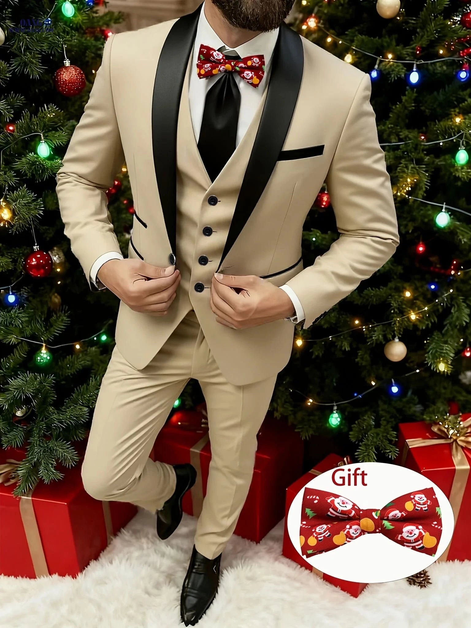 Elegant Slim Fit Men's 3pcs Suit Set - Perfect for Weddings & Events   OAXG 