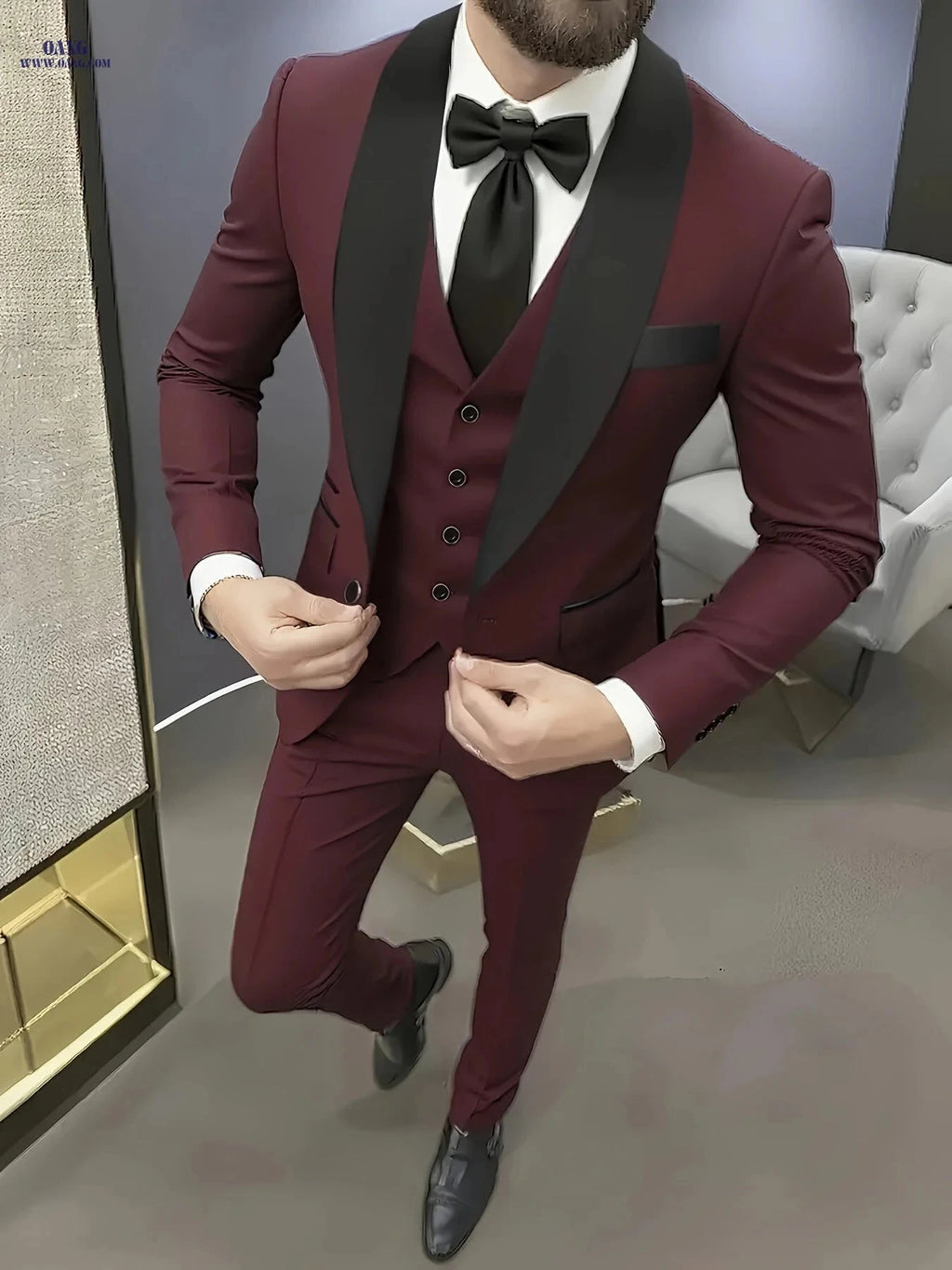 Elegant Slim Fit Men's 3pcs Suit Set - Perfect for Weddings & Events   OAXG 