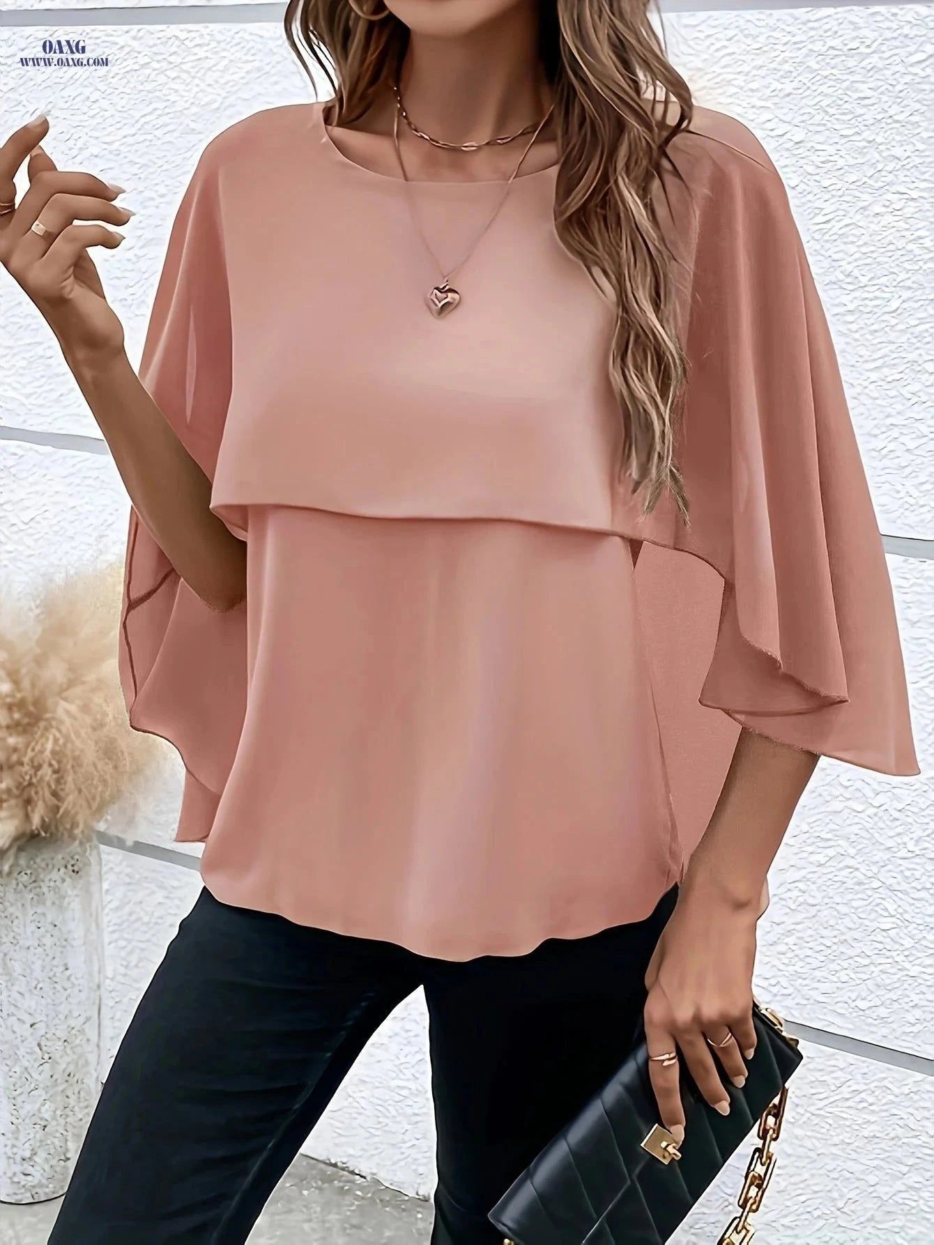 Elegant Solid Color Asymmetrical Top - Perfect for Weekend Casual Style   OAXG Green / S
