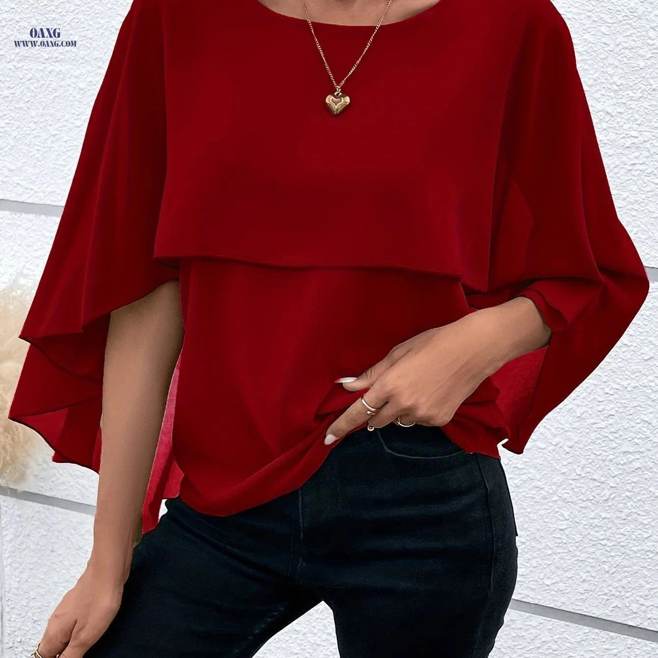 Elegant Solid Color Asymmetrical Top - Perfect for Weekend Casual Style   OAXG Green / S