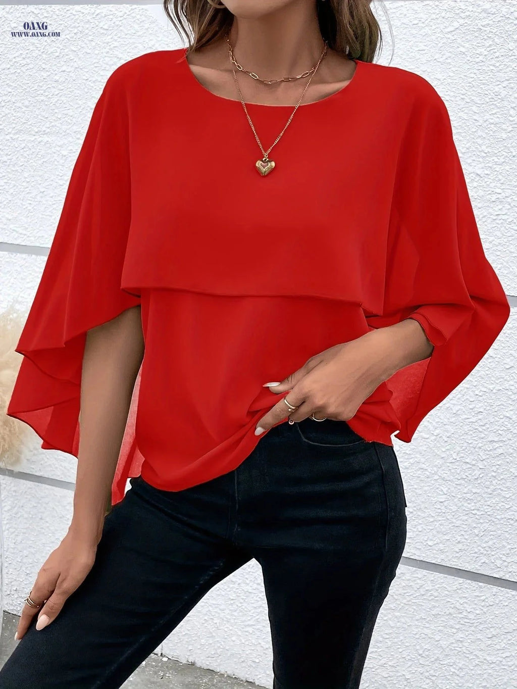Elegant Solid Color Asymmetrical Top - Perfect for Weekend Casual Style   OAXG Green / S