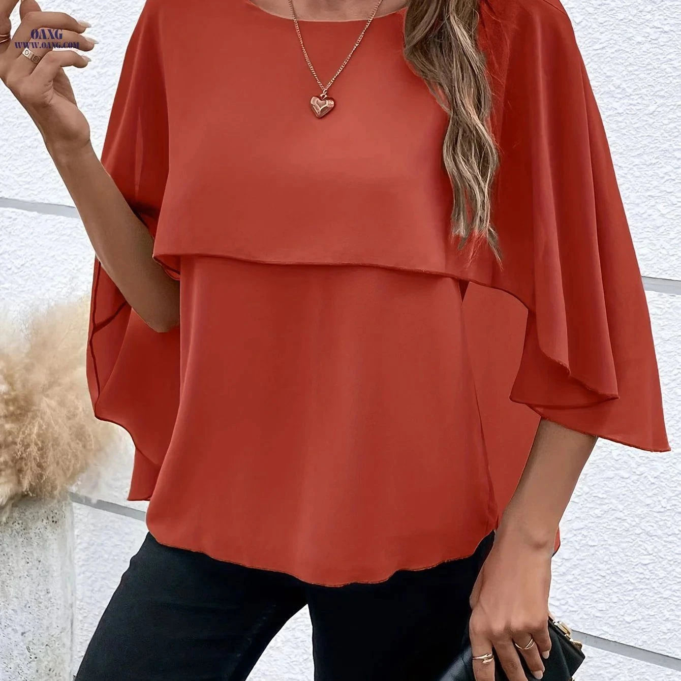 Elegant Solid Color Asymmetrical Top - Perfect for Weekend Casual Style   OAXG Green / S