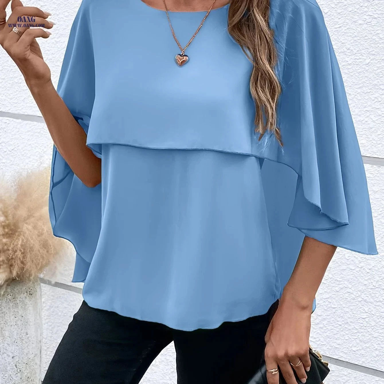 Elegant Solid Color Asymmetrical Top - Perfect for Weekend Casual Style   OAXG Green / S