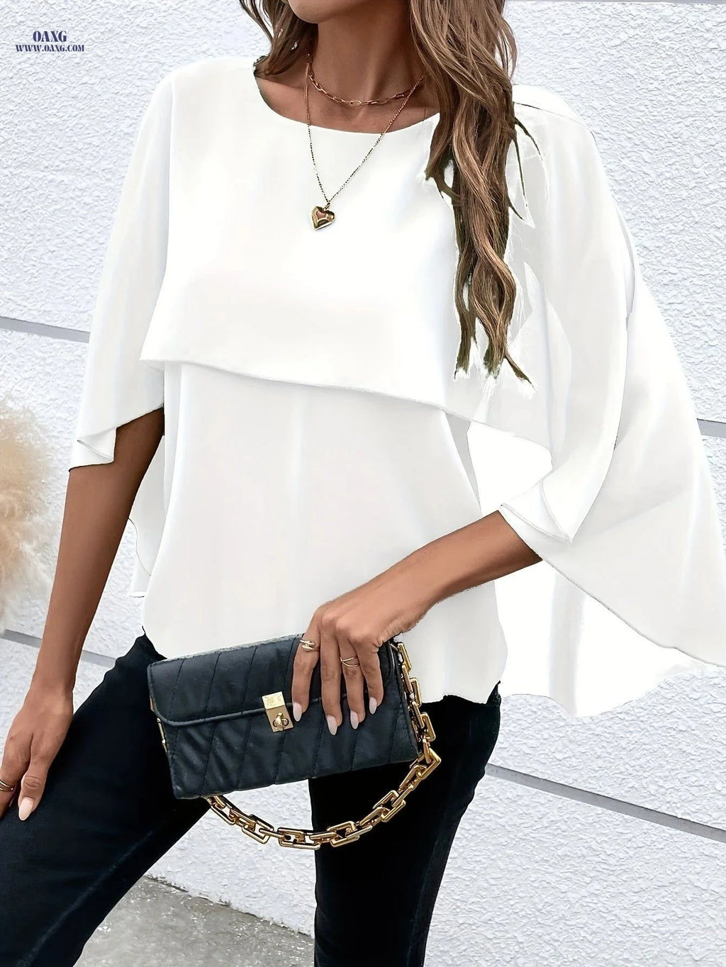 Elegant Solid Color Asymmetrical Top - Perfect for Weekend Casual Style   OAXG Green / S