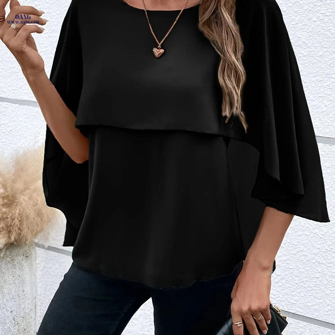 Elegant Solid Color Asymmetrical Top - Perfect for Weekend Casual Style   OAXG Green / S