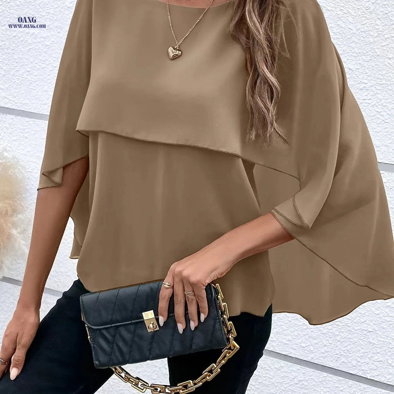 Elegant Solid Color Asymmetrical Top - Perfect for Weekend Casual Style   OAXG Green / S