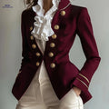 Elegant Solid Color Blazer Jacket - Stylish Casual Look for Spring   OAXG Deep Red / S