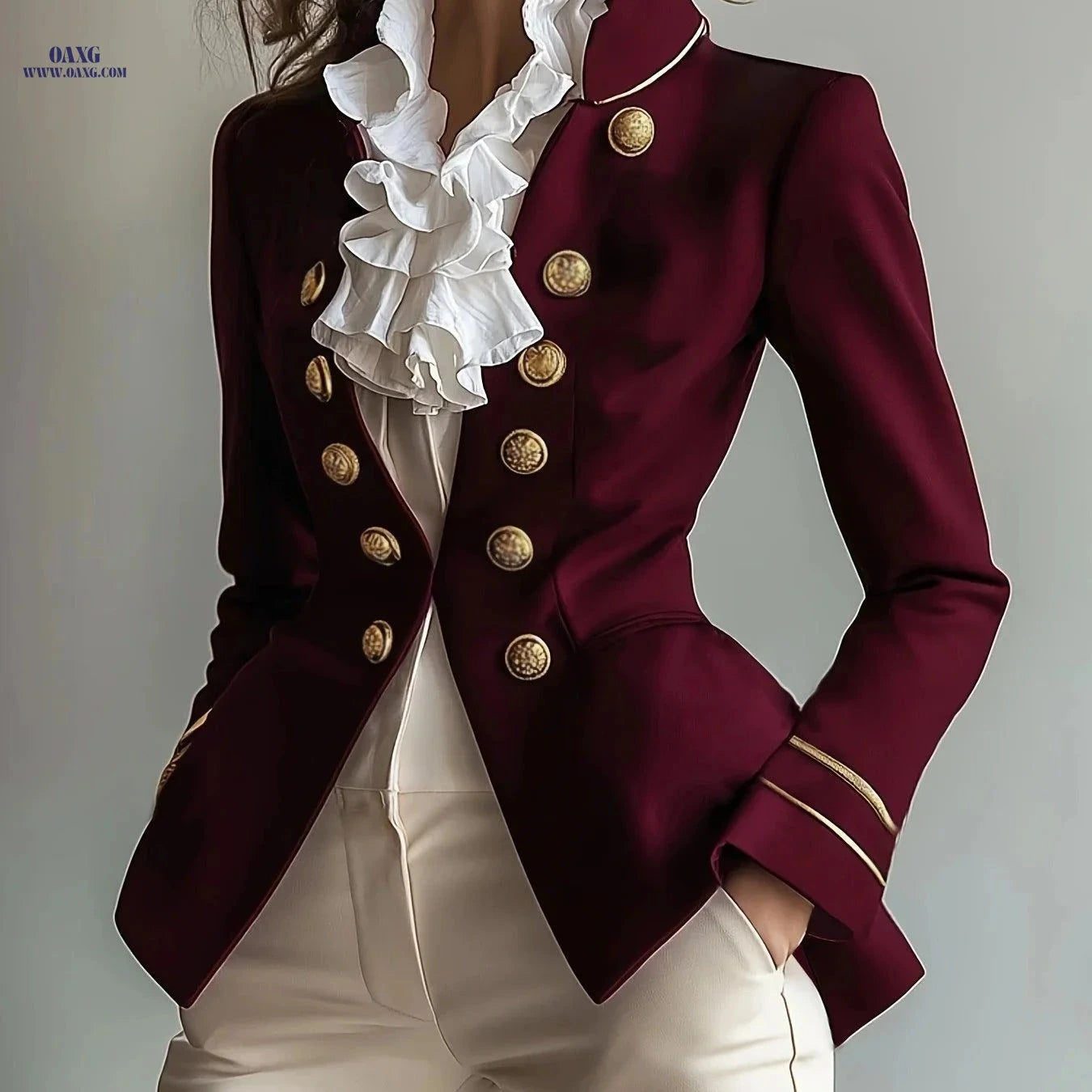 Elegant Solid Color Blazer Jacket - Stylish Casual Look for Spring   OAXG Deep Red / S
