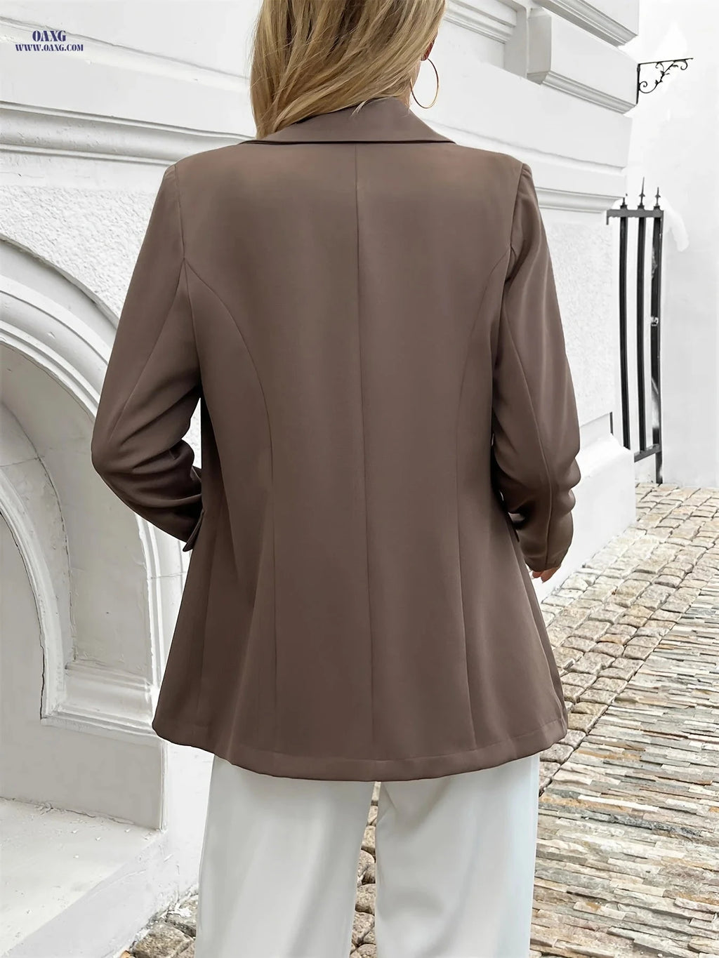 Elegant Solid Color Blazer - Versatile High-Fashion Style for All Seasons   OAXG 