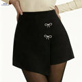 Elegant Solid Color Bow Decor Shorts - Perfect for Spring/Summer   OAXG 