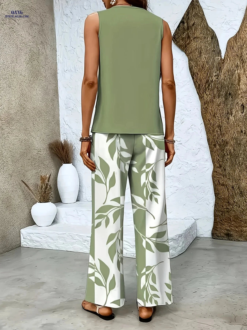 Elegant Solid Color Cardigan and Pants Set - Sleeveless Style   OAXG 