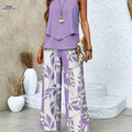 Elegant Solid Color Cardigan and Pants Set - Sleeveless Style   OAXG 