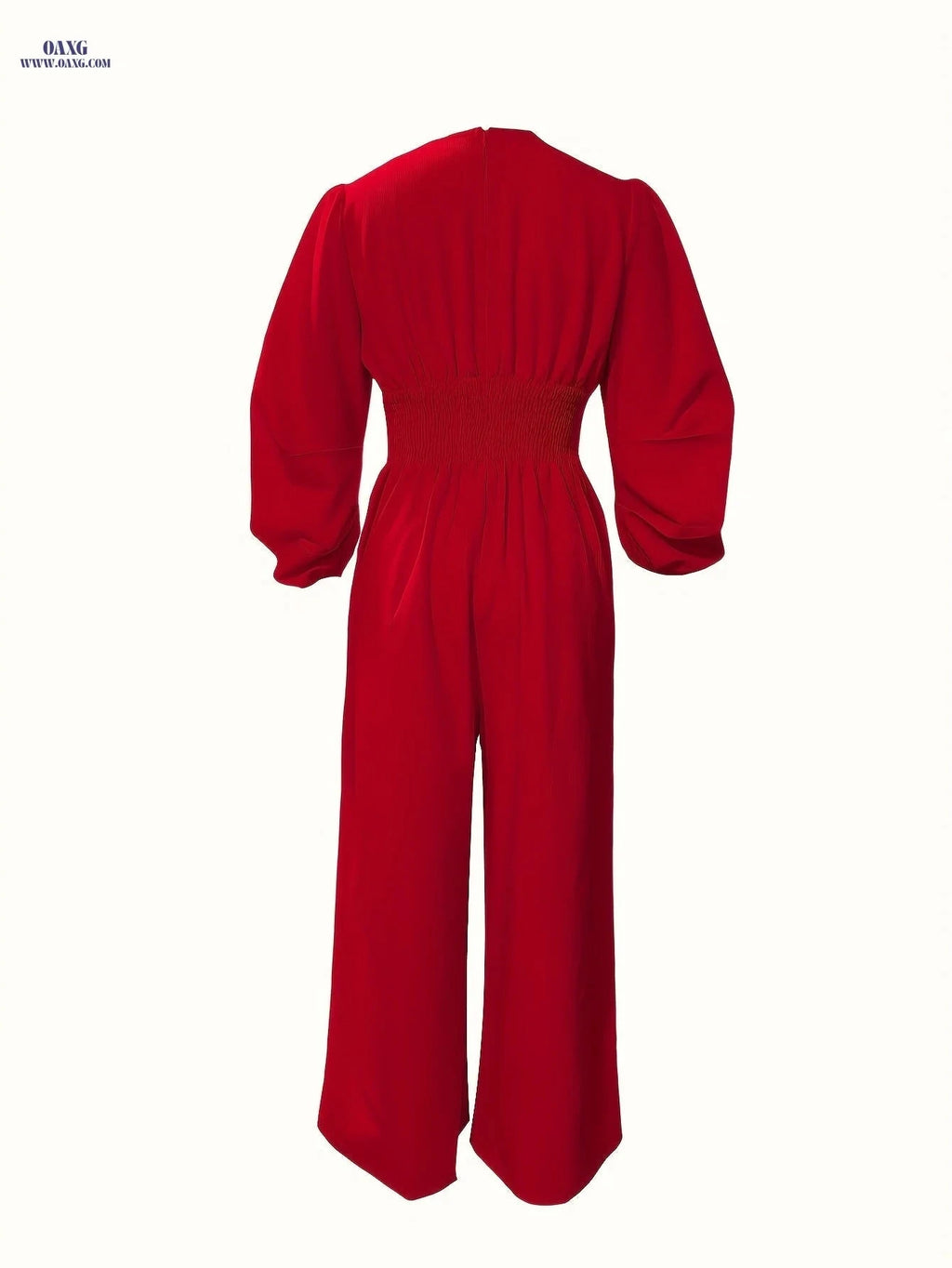 Elegant Solid Color Jumpsuit - Casual V-Neck, Long Length Style   OAXG 