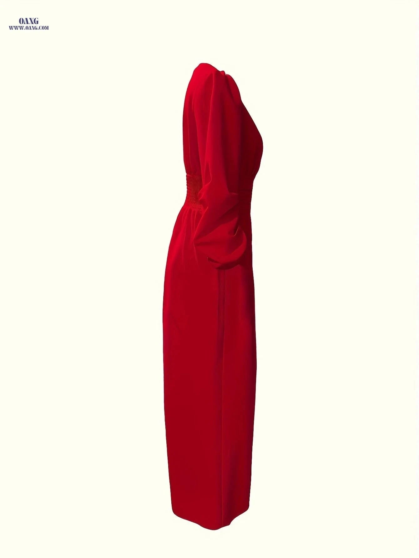 Elegant Solid Color Jumpsuit - Casual V-Neck, Long Length Style   OAXG Red / S
