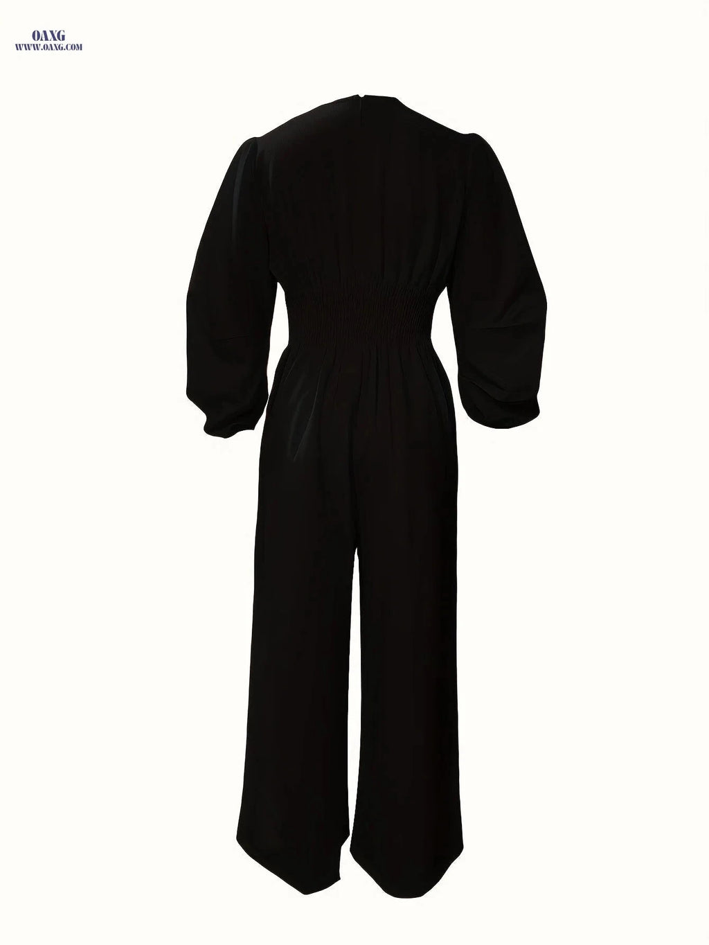 Elegant Solid Color Jumpsuit - Casual V-Neck, Long Length Style   OAXG Red / S
