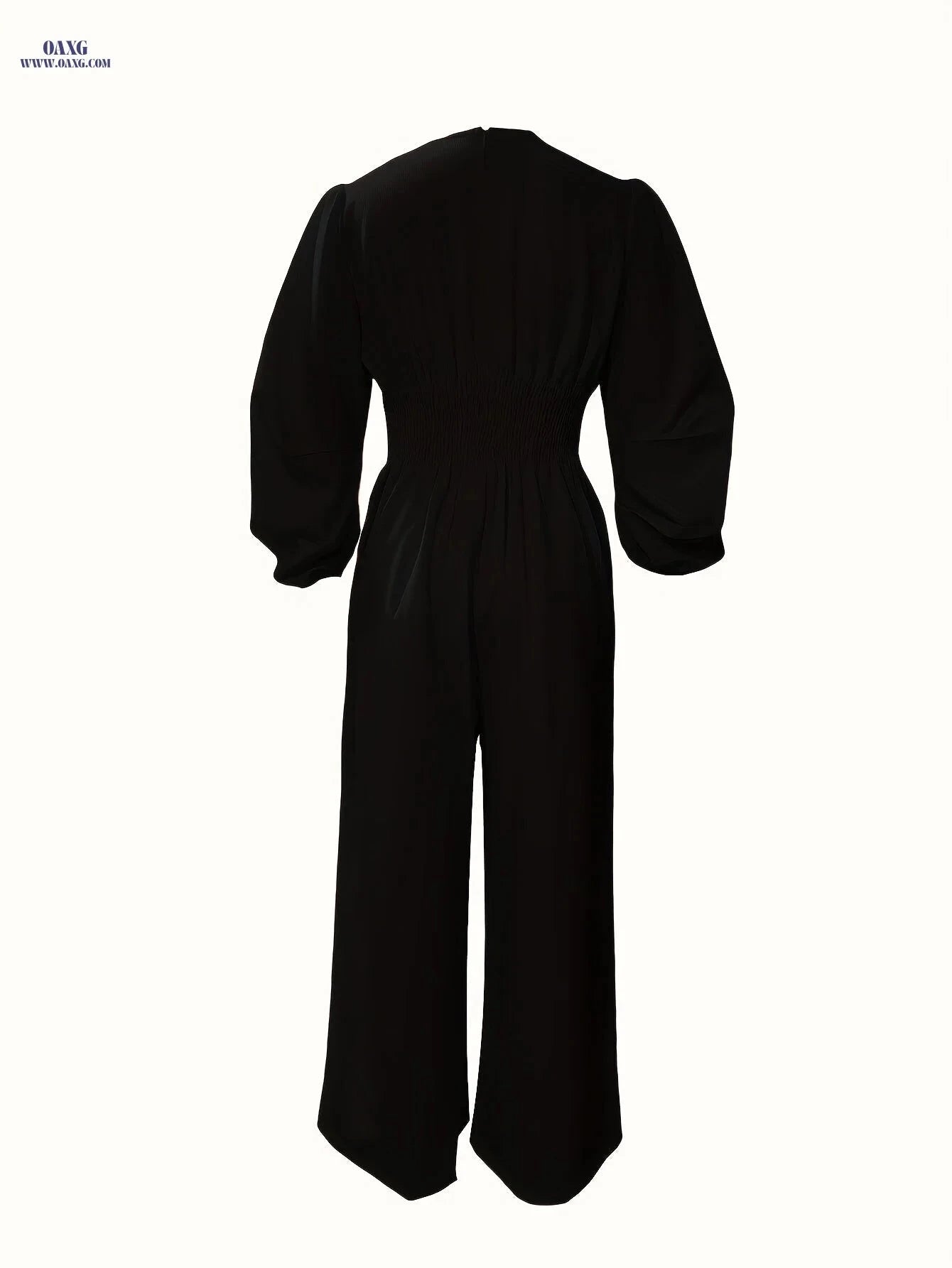 Elegant Solid Color Jumpsuit - Casual V-Neck, Long Length Style   OAXG Red / S