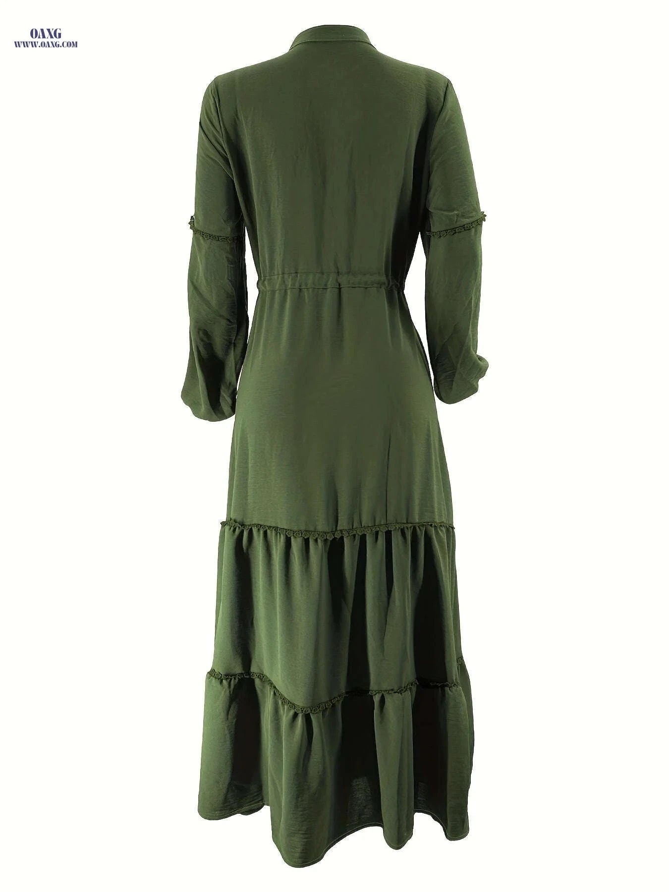 Elegant Solid Color Long Dress for Women - Casual Middle Eastern Style   OAXG 