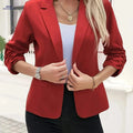 Elegant Solid Color Long-Sleeve Suit - Lantern Sleeve Style   OAXG Red / S
