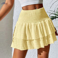 Elegant Solid Color Mini Skirt - Women's Summer Pleated Fashion   OAXG Yellow / XS