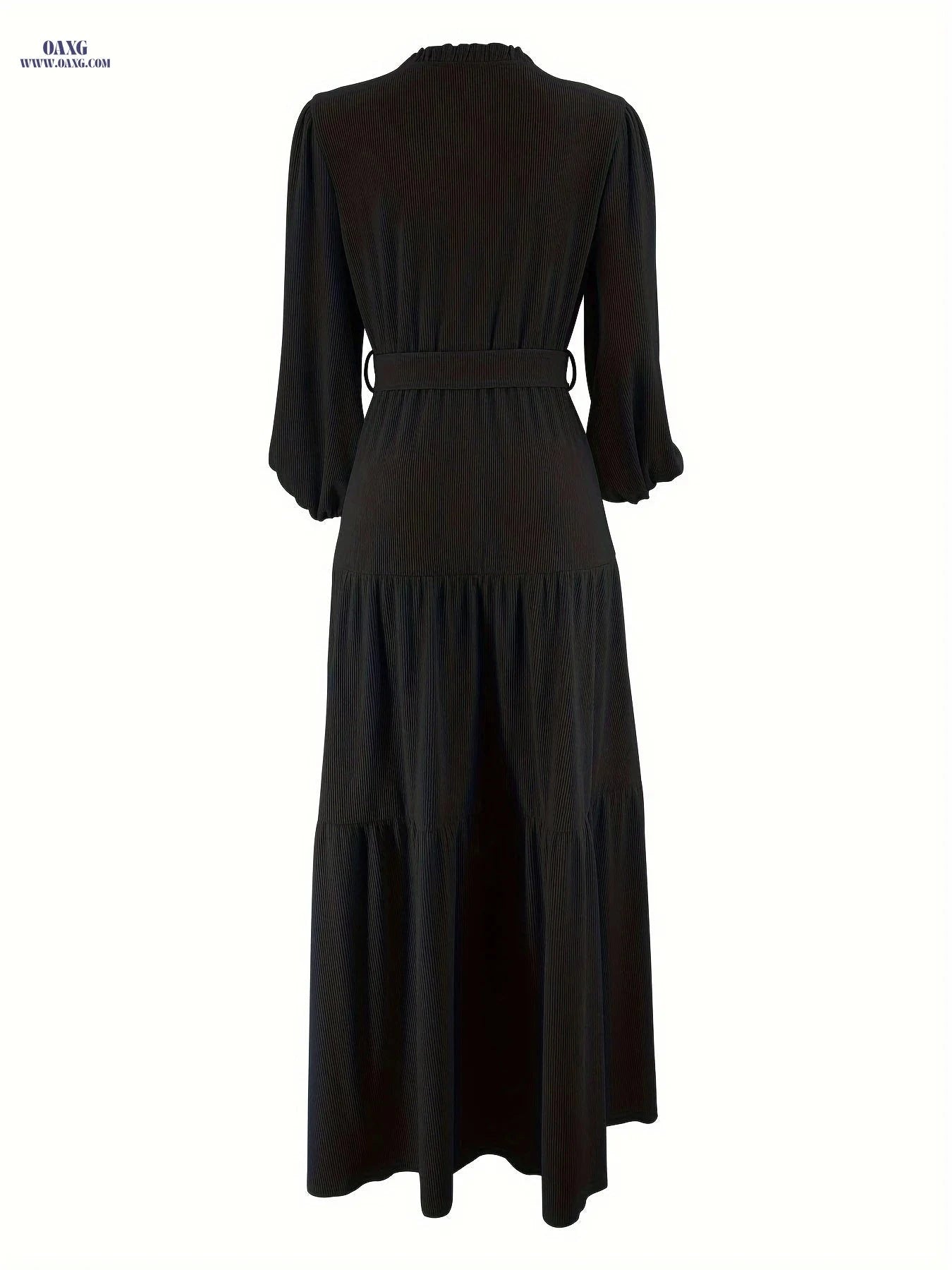 Elegant Solid Color Muslim Dress for Women - Casual Style, Machine Washable   OAXG Coffee Brown / S